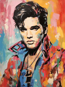 Farbenfrohes Elvis-Porträt von Lena Vellmar