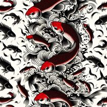 Koi pond Japanese art von Jonny Gray