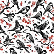 Black and red bird art von Jonny Gray