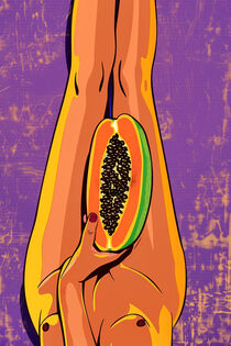 Frauenbeine mit Papaya | Female Legs with Papaya | Pop Art Akt von Frank Daske