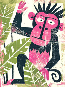 Lustiger Rosa Affe im Dschungel | Funny Pink Monkey in the Jungle von Frank Daske