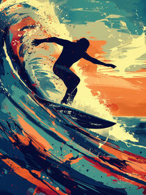 Retro Surfer Silhouette | Dynamisches Surferbild von Frank Daske