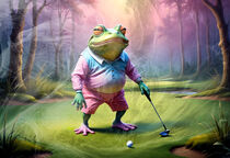 Frogs Love Golf 01 by Miki de Goodaboom