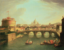 A View of Rome with the Bridge and Castel St. Angelo by the Tiber  von Gaspar van Wittel