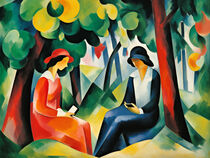'Zwei Frauen im Wald mit Handy | Inspiriert vom Deutschen Expressionismus' by Frank Daske