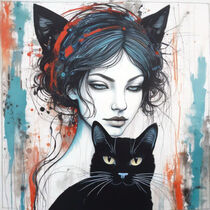 Frau mit Katze by artsensitiv
