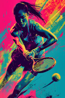 Tennis Spielerin | Dynamisches Sport Action Painting