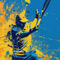 Tennis-spieler-gelb-blau-action-painting-u-6600