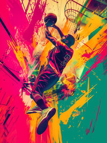 Basketball Sportler | Dynamisches Sport Action Painting by Frank Daske