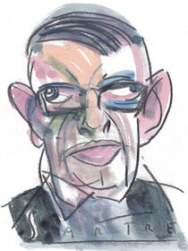 Wolf-Dieter Pfennig: Handgezeichnetes Portrait von Jean-Paul Sartre