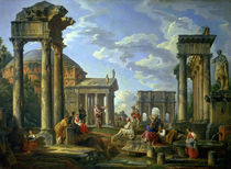 Roman Ruins with a Prophet von Giovanni Paolo Pannini or Panini
