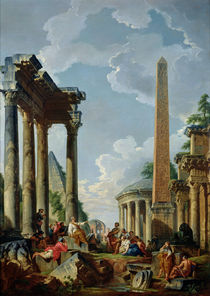 Architectural Capriccio with a Preacher in the Ruins by Giovanni Paolo Pannini or Panini