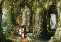 A Fantastic cave with Odysseus and Calypso  by Jan Brueghel the Elder