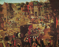 Kermesse with Theatre and Procession  by Pieter Brueghel the Younger