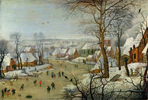 Winter Landscape with Skaters and a Bird Trap  by Pieter Brueghel the Younger