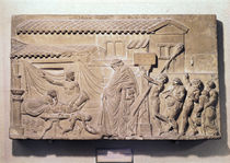 Relief depicting Dionysus at the home of Icarius by Greek