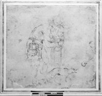 Sketch with a figure and a dog  von Michelangelo Buonarroti