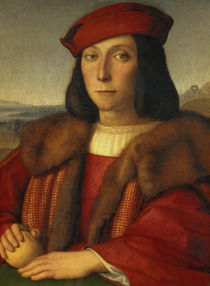 Portrait of a Man holding an Apple by Raphael