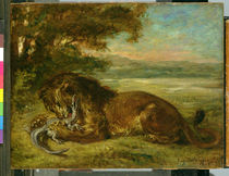 Lion and Alligator von Ferdinand Victor Eugene Delacroix