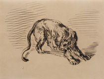 Tiger Frightened by a Snake by Ferdinand Victor Eugene Delacroix
