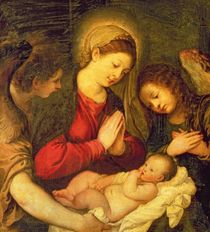 Madonna and Child with Two Angels  by Titian