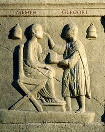 Relief depicting an oculist examining a patient  von Roman
