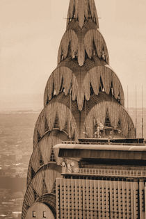 New York City Chrysler Building Roof Sepia by Ian C Whitworth