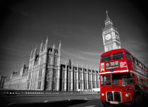 London. Big Ben and Double Decker Bus. by Alan Copson