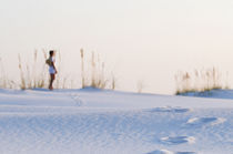 'Young Woman on White Sand Beach at Sunset, Florida' von Melissa Salter