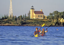 Sea Kayakers in Lake Superior near Copper Harbor UP Michigan,  MR by Danita Delimont