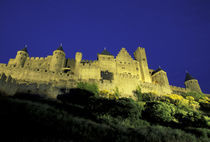 France, Languedoc, Aude, Carcassonne, Medieval city walls from the West von Danita Delimont