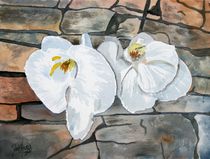 orchids flower painting by Derek McCrea