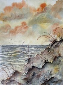 seascape fall beach painting von Derek McCrea