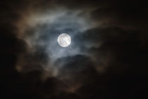 Full moon and passing clouds at night. by Danita Delimont