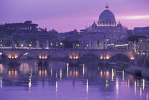 Europe, Italy, Rome, St. Peter's and Ponte Sant Angelo, evening; The Vatican by Danita Delimont