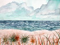 tropical beach and palms by Derek McCrea