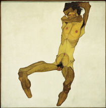 Egon Schiele, Sitzender Maennerakt von klassik art