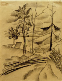 August Macke, Landschaft mit Baumstaemmen von klassik art