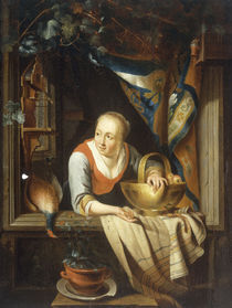 G.Dou, Junge Frau mit Apfelkorb von klassik art