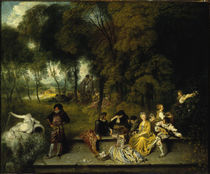 Antoine Watteau, Reunion en plein air by klassik-art