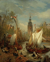 A.Achenbach, Hafenszene in Amsterdam by klassik art