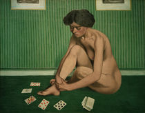 F.Vallotton, Patience spielende Frau by klassik-art