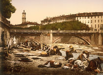 Nizza, Waescherinnen am Fluss / Foto 1895 von klassik-art