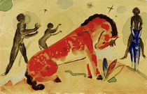 Franz Marc, Rotes Pferd m.schw.Figuren von klassik-art