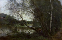 C.Corot, Teich mit ueberhaengendem Baum by klassik art