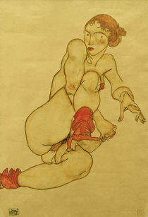 Egon Schiele, Akt mit hochgezogenem Bein von klassik art