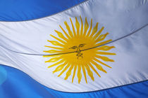 Argentina, Tierra Del Fuego, Ushuaia. Detail Of The Argentina Flag. by Jason Friend