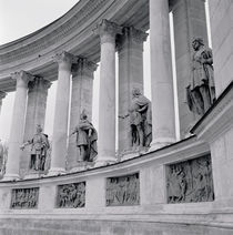 Low angle view of statues, Hero's square, Budapest, Hungary by Panoramic Images