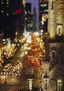 High angle view of traffic moving on the road, Chicago, Illinois, USA by Panoramic Images