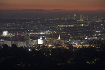 City lit up at dusk, Hollywood, Los Angeles, California, USA by Panoramic Images